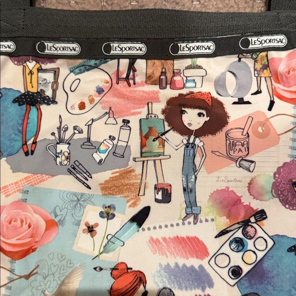 LeSportsac Girl Artist Large Shoulder Tote Bag - Good Condition - Picture 2 of 7